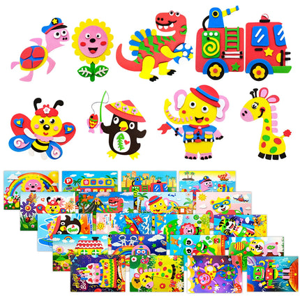 3D EVA Foam Sticker Puzzle DIY Cartoon Animal Educational Toys for Toddlers Kids Art Craft Kits Creative Activity Birthday Gifts