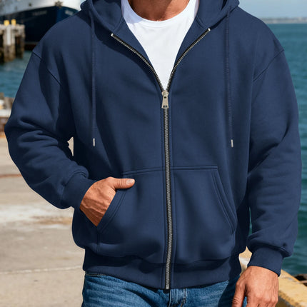 Men's Comfortable Fleece Hooded Sweatshirt Zipper Jacket Sports  Shirt Long Sleeved Sweatshirt Autumn and Winter Hooded Coat