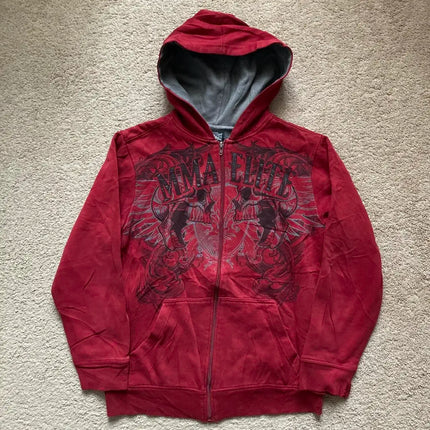 American Y2K New Fashion Trend Fleece Padded Zipper Hoodie Women Street Hip Hop Joker Loose Sweatshirt Couple Casual Punk Hoodie