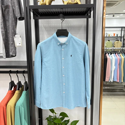 100% Cotton Corduroy Shirt - Green Long Sleeve M-4XL - Spring Autumn Slim Fit Candy Color Collection