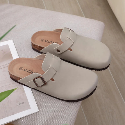 Kidmi Summer Clogs for Women Men Suede Clogs Adjustable Buckle Slip-on Cork Footbed Mules Clogs Antislip Sole Slippers Unisex