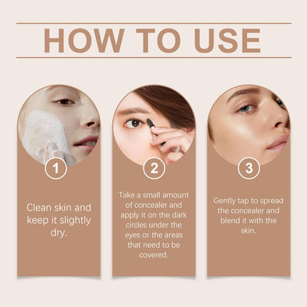 Full Coverage Concealer Long Lasting Waterproof Lightweight Matte Finish Under Eye Dark Circles Blemishes Makeup Brush Set
