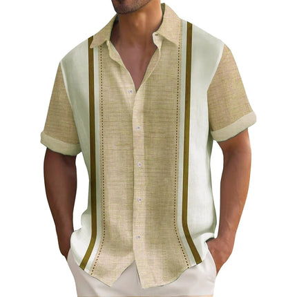 2024 New Men's Shirt Plaid Print Retro Lapel Short Sleeved Shirt Casual Vacation Men's Designer Designed Clothing in Plus Size
