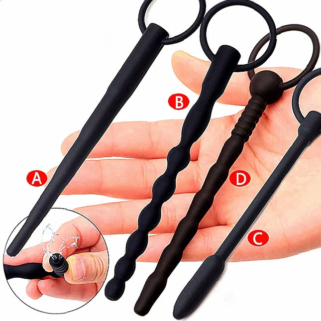 Hollow Silicone Urethral Plug Sound for Prostate Massage and Urethral Dilation as Men's Masturbator with Urethral Stimulator
