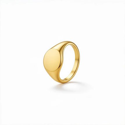 St-Delan Minimalist Style Ring Vintage High Polished Ring 18K Gold Plated Stainless Steel Party Women Fashion Jewelry