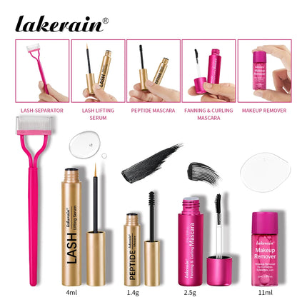 Super value cosmetics set Luxury eyelash set, eyelash care (eyelash essence, peptide mascara, curling mascara, makeup remover, e