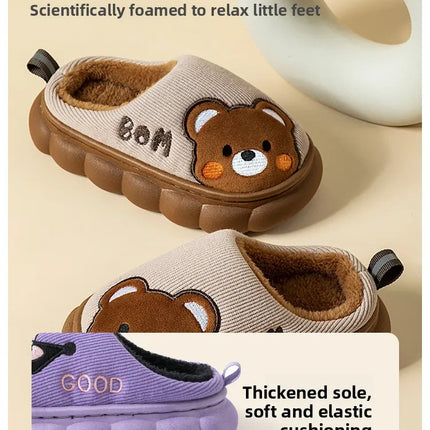 Autumn Winter Children Cotton Slippers Boys Toddler Indoor Anti Slip Warm Home Slipper Kids Girls Baby Cute Cartoon Plush Shoes