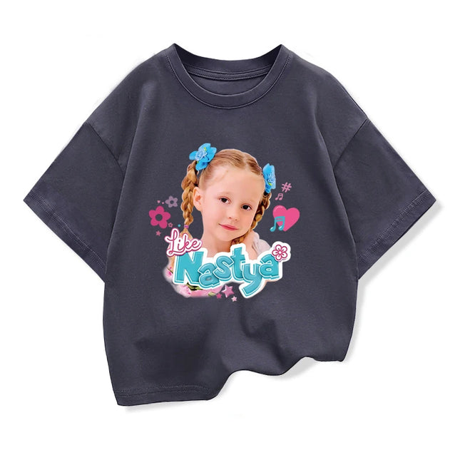 Summer Like Nastya Printed Clothes Tee Kids Cotton Cute Girl T-shirt Baby Girls Children's Tops For 3-10Y Baby