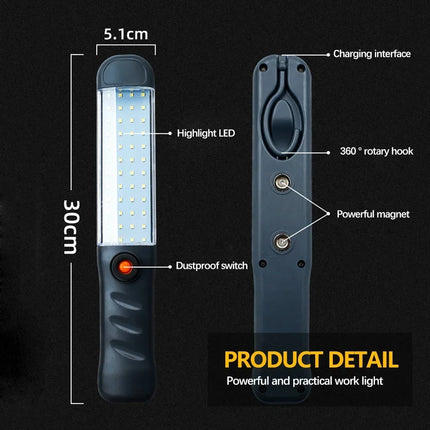 LED Flashlights Rechargeable Work Light with Magnetic Base and Hanging Hook 3 Modes Floodlight for Car Repair Grill Outdoor Use