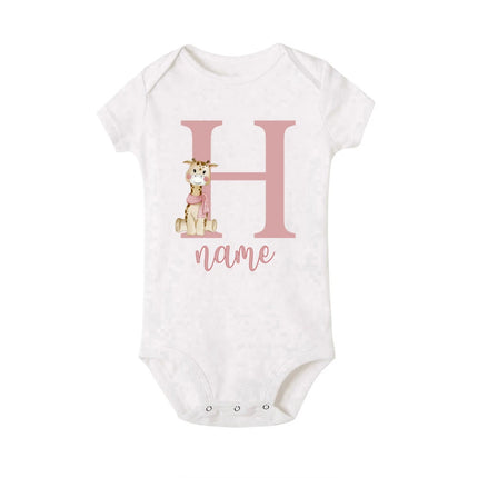 Personalized Baby Bodysuit Initial with Name Newborn Wild One Romper Deer Printed Clothes Baby Girls Clothes Infant Shower Gift