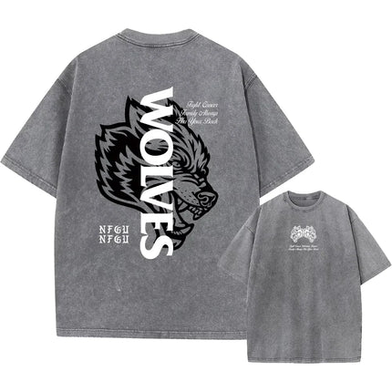 Men's Harajuku Casual Cotton Short Sleeve Washed T-Shirt Vintage Printed Street Hip Hop Retro Punk T Shirt Acid Wash TShirts top