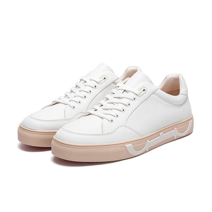 Men Casual Shoes Luxury Brand Leather Flat Shoes Black White Flat Breathable Massage Comfortable Casual Sneakers
