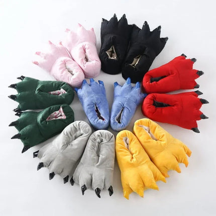 Tiger Animal Paw Slippers For Boy Girl Unisex Kids Cute Monster Claw Slippers Cartoon Soft Plush Warm Home Slippers Child Shoes