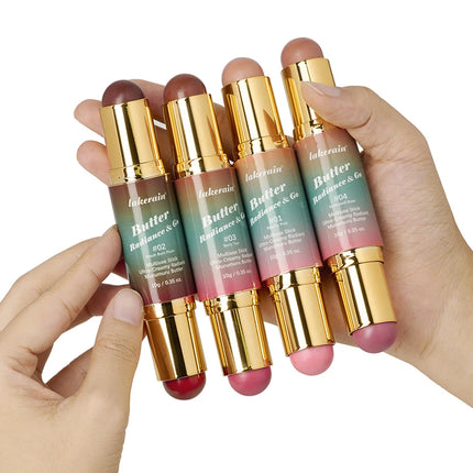 Lakerain Butter Makeup Stick Nature Bronze Colored Matte Effect Moisturizing Smooth Dual-head Design Multi-purpose Makeup Stick