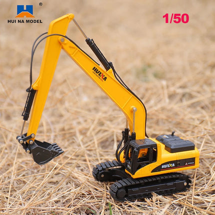 HUINA Model car toy 1/50 Metal Alloy Excavator Diecast Static Model Truck crawler engineering vehicle Collection Boy Kids gift