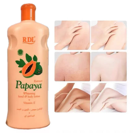 RDL Papaya Whitening Hand Body Lotion+vitamin E 600ml Moisturizing Brightening Skin Tone Smoothing Antioxidant Nourish Skin Care