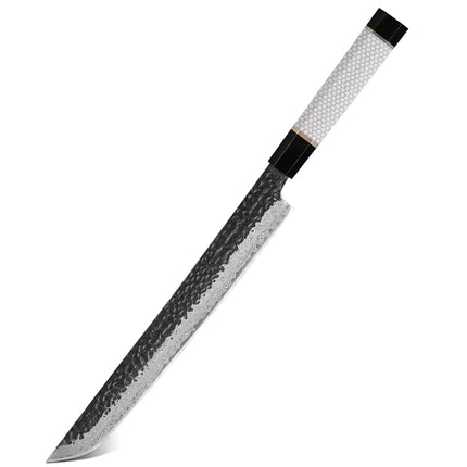 TURWHO 10.5" Hand Forged Japanese Damascus Steel Kitchen Chef Knives DIY Handle Fish Fillet Sushi Salmon Sashimi Slicing Knife