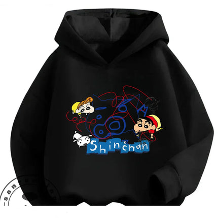 Casual Winter Kids Hoodie Cute Cartoon Hooded Trendy Street Style Wear Crayon Shin Chan Boys Girls 3 14