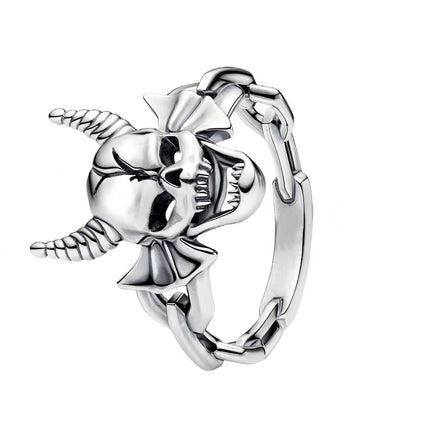 Gaming Style 925 Sterling Silver Golden Crown&Lion&Split Rune Heart&Skull&Double layered Dragon Ring Cool Neutral Jewelry