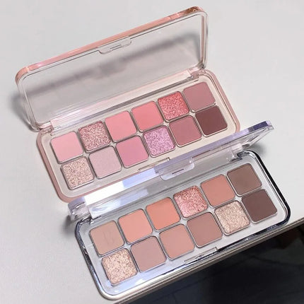12 Colors Eye Shadow Palette Low-saturated Earth Pink Purple Eyeshadow Glitter Shimmer Matte Lying Silkworm Eye Shadow Makeup