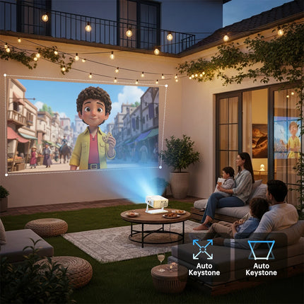 Mini Projector 1080P HD 280 ANSI, Portable Movie Projector 1GB 8GB Android 10 Cinema Projector with Wifi6 BT5.2,For Outdoor Home