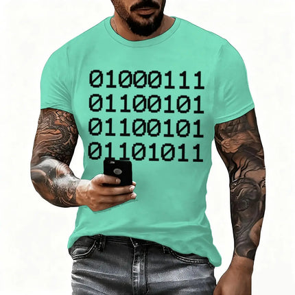 Men's T-Shirt Binary Code Graphic T-shirt Vintage Luminous Personality Shirts Short Sleeve Funny Mathematician Streetwear