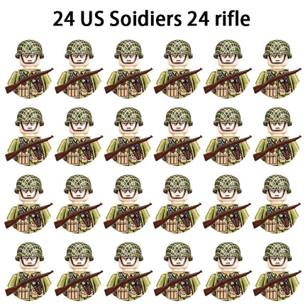 WWII Infantry Military Soldier War National Army Mini Gun Weapon Models Building Blocks Building Blocks Toys for Kids