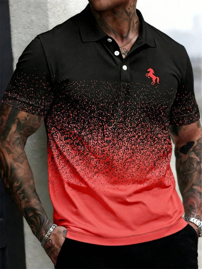 2026 Summer New Arrival Men's Polo Shirt Casual Stylish Comfortable and Breathable Short-Sleeve Top with 3D Striped Print Design