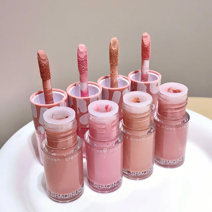 SHAQINUO Double-ended Liquid Blush with Dizzy Dye Brush, Natural, Complexion-enhancing, Low-saturation, Matte Blush Liquid