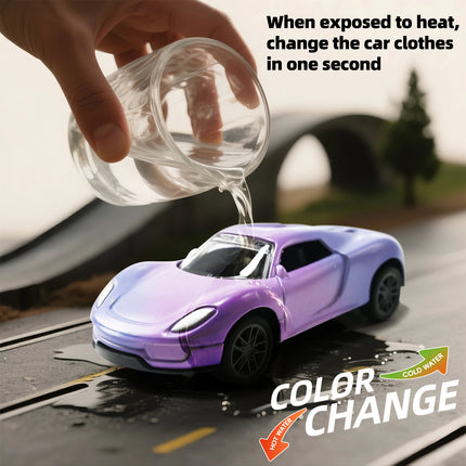 1:64 Alloy Racing Car Inertia Pull Back Toy with Temperature Sensitive Color Changing Magic Crash-Resistant Birthday Gift
