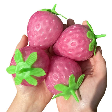 Simulated Color-changing Strawberry Squishy Fruit Hand Anti-stress Squeeze Ball Decompression Toys for Children Sensory Autism