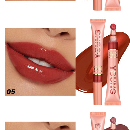 YOUNG VISION  6 color Liquid Water Brightening Lip Color Plush Brush Head Squeezing Lip Color Moisturizing  Lip Glaze