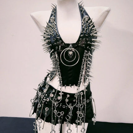 bustier top y2k fashion y2k clothes y2k crop top gothic clothes y2k top Rivets Tank Tops Skull top vintage tops gothic tank tops