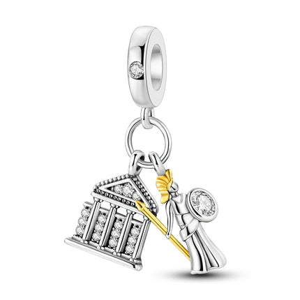 925 Sterling Silver Virgin Goddess Blessing Dangle Prayer Angel Pendant Charms Fit Original Necklace Bracelet DIY For Women Gift