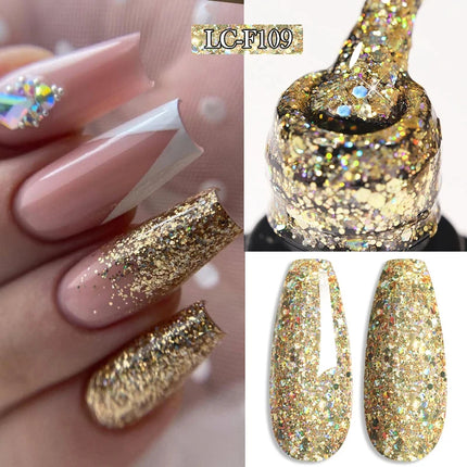 LILYCUTE 7ML Glitter Gel Nail Polish Sparkling Semi Permanent UV Gel Colorful Shinning Gel Varnish Nail Art Soak Off UV LED Gel
