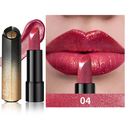 Metallic Shimmer Lipstick, Pearly Glitter Shine, Creamy Smooth Texture, High Pigment Party Makeup