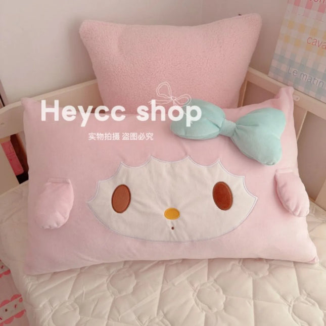 Kawaii Sanrio 42x68cm My Melody Bow 3D Ears Pillowcase Super Soft for Dorm Room Girls Ins Cute Cartoon Anime Holiday Gifts