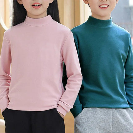 1pcs Children Thermal T-shirt Boys Girls Base TShirt Autumn Winter Warm Student Trendy Solid Color Long Sleeved Top Kid Clothing