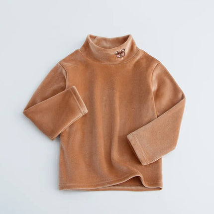 Warm Base, Autumn and Winter with Fleece, Children's Long Sleeved Fleece Thickened Shirt, Men's and Women's High Neck Top