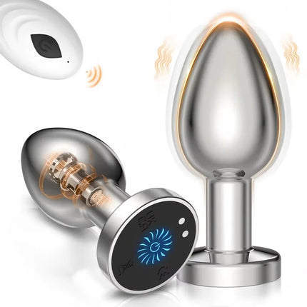 Vibrating Anal Plug Vibrator Remote Control 10 Powerful Vibrations Prostate Massager with Flashing Light Base Sex Toy for Couple