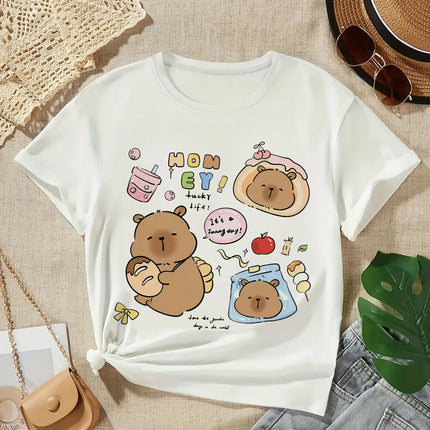 2025 Capybara T-Shirt Kids Children T-Shirt Capybara Cartoons Clothes Kid Girl Boy Capybaras T-Shirt Baby Casual Top Clothes