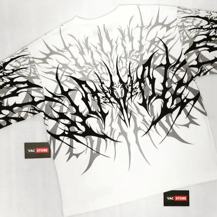Y2K Cyberpunk Gothic T Shirt Edgy Thorn Texture Print Pure Cotton Streetwear Fashion Graphic Tee Urban Style Comfortable Fit