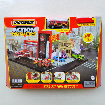 Genuine Matchbox Car Action Drivers 1/64 Fire Station Rescue Blaze Blitzer Vehicle Model Toys Boys Collection Toys Birthday Gift