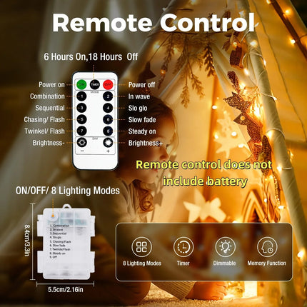 Christmas Party Wedding Decoration Remote Control Waterproof Battery Operated Fairy Lights 5/10/20/30 Meter Copper Wire String