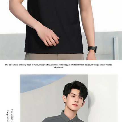 2025 New High End Polo Top for Men Short Sleeve Seamless Glue Pressing Sports Polo Shirt Work Uniform