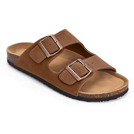 Litfun Suede Cork Clogs For Women Men Genuine Summer Clogs with Arch Support Cork Leather House Mules Shoes Thick Beach Sandals
