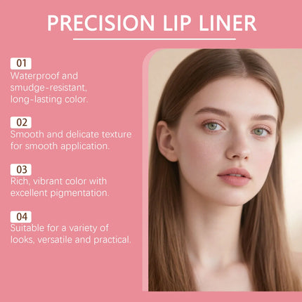 3 Colors Lipliner Waterproof Natural and Long-Lasting Color Matte Rose Pink Lipliner Lip Liner Contour Sexy Lip Makeup for Women