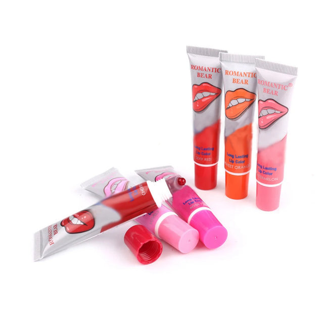 6 Color Lip Gloss Peel-Off Lipstick with Long-Lasting Color, Waterproof Lip Gloss