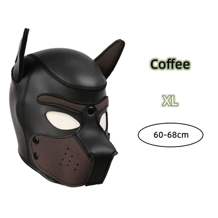 XL New Increase Large Size Puppy Cosplay Neoprene Fetish Hood Dog Mask Sex Toys with Detachable Nose for Couples Bdsm Bondage