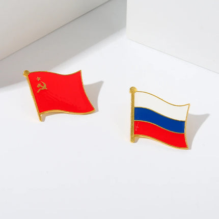 Russia Flag Enamel Pins Custom Brooches Simple Lapel Badges Peace and Love Jewelry Gift for Friends